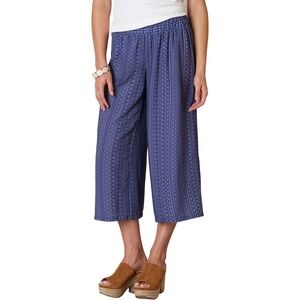 Prana Kiran Culotte Wide Leg Crop Pants Women XS Blue Geometric Print Flowy Boho